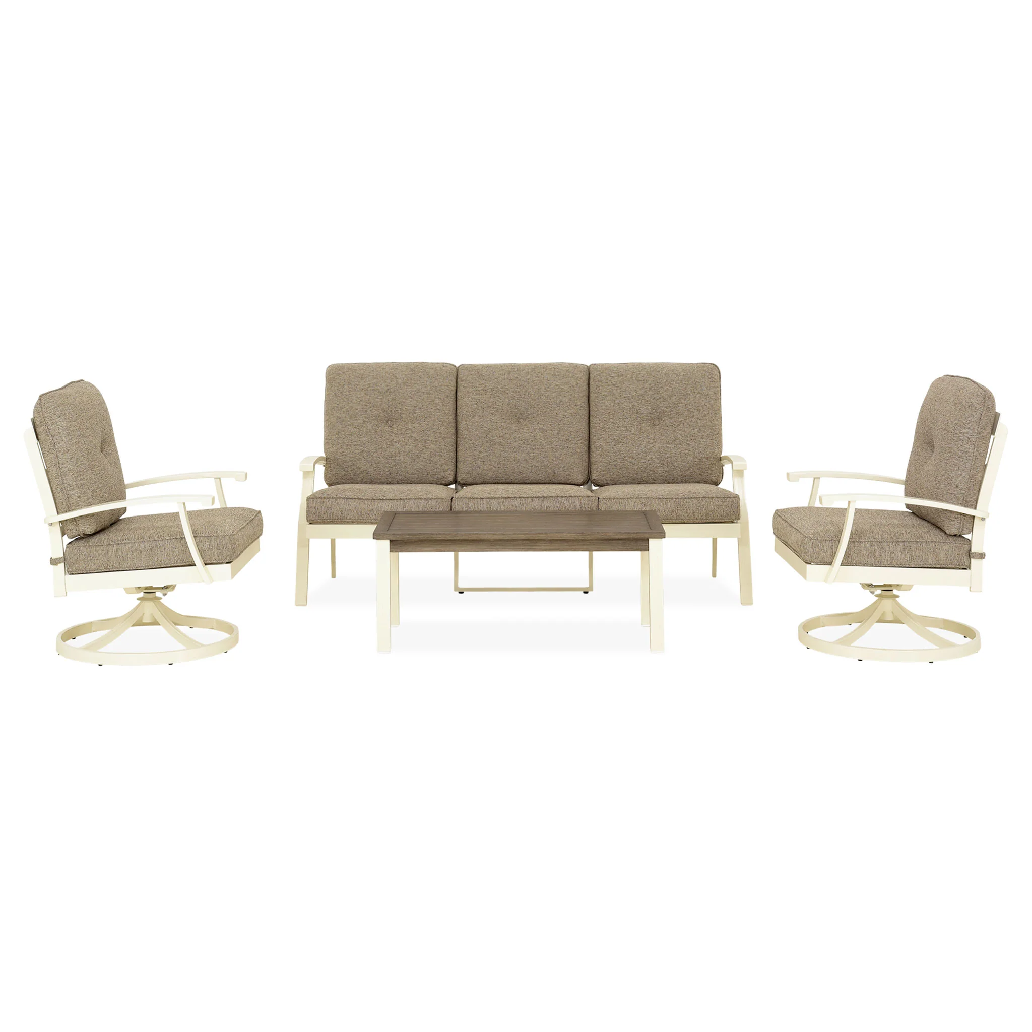 SIRIO Set mobilier terasă/grădină, canapea, 2 fotolii rotative și măsuță