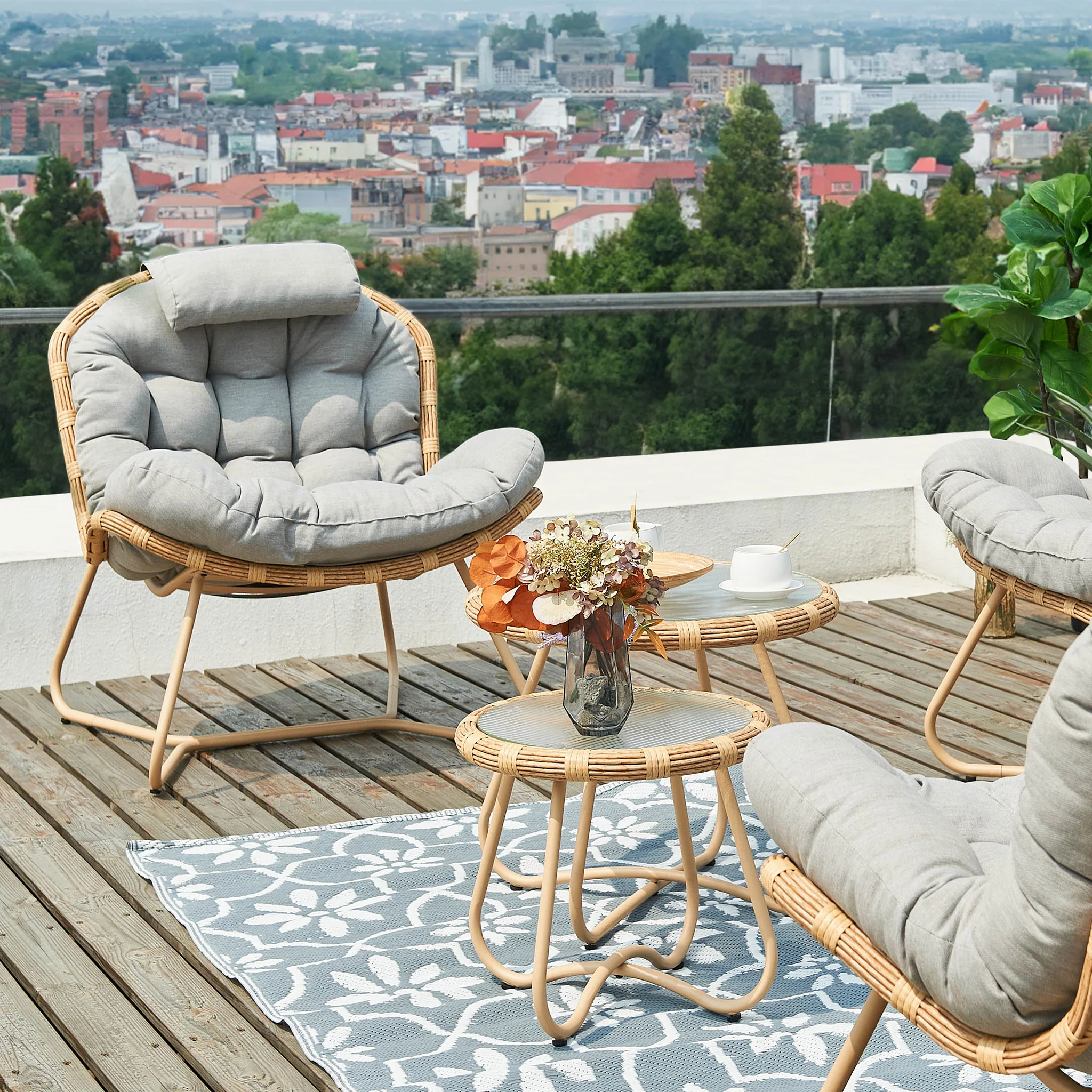 MINSK Set mobilier terasă/grădină, 2 fotolii, canapea și 2 măsuțe - Image 5