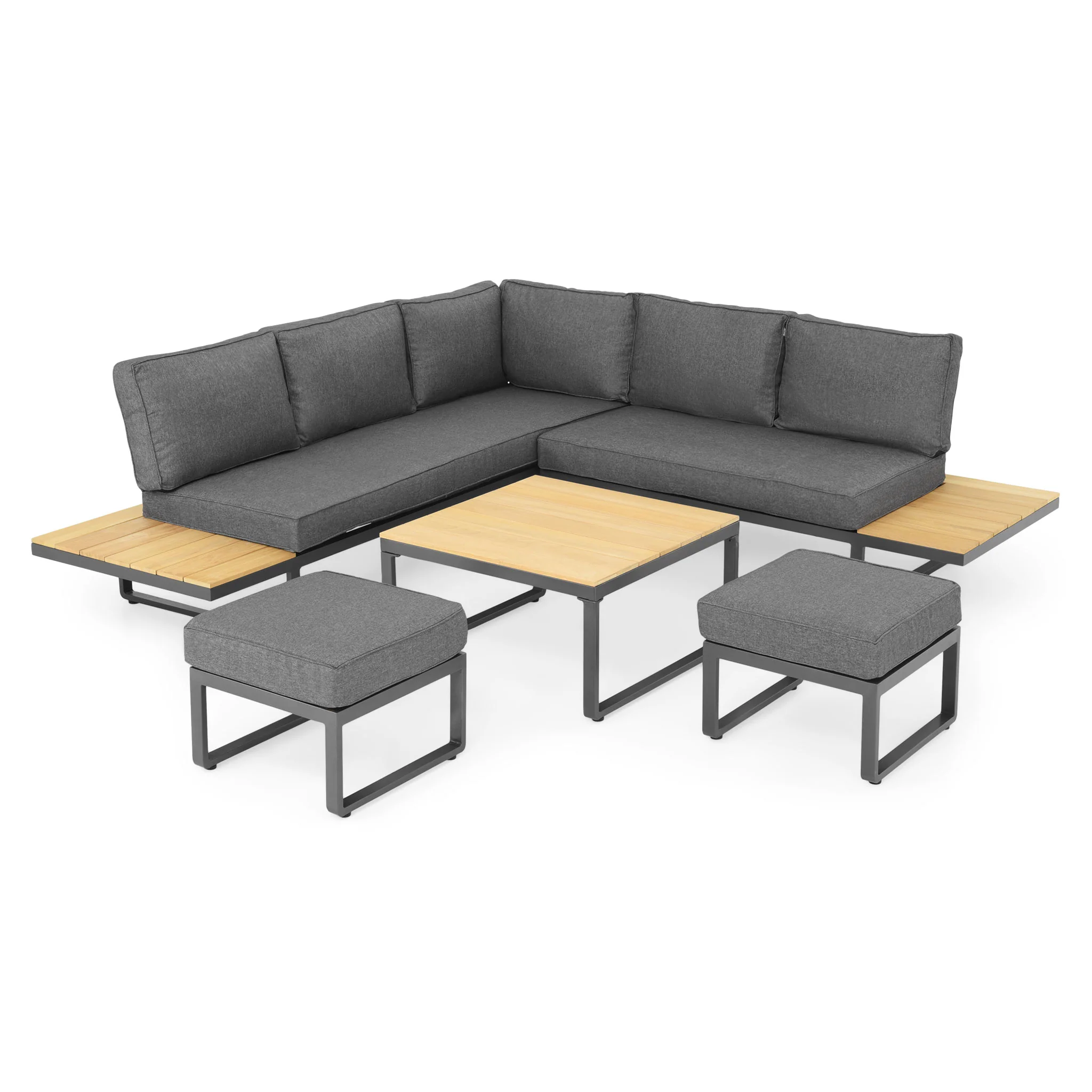 BUFFALO Set mobilier terasă/grădină, 2 taburete, 2 canapele și măsuță - Image 3