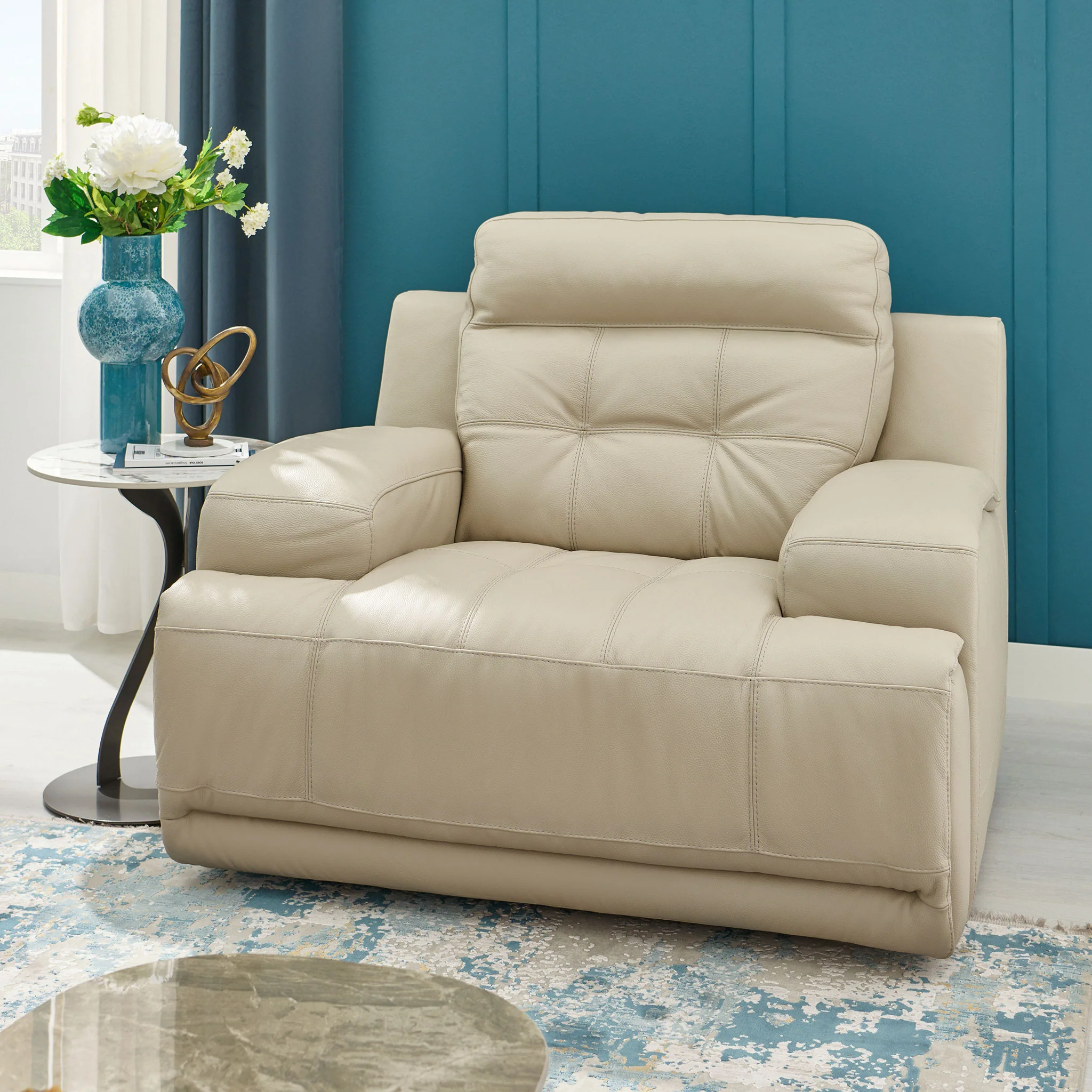 SANTIAGO Fotoliu cu recliner electric, piele - Image 4