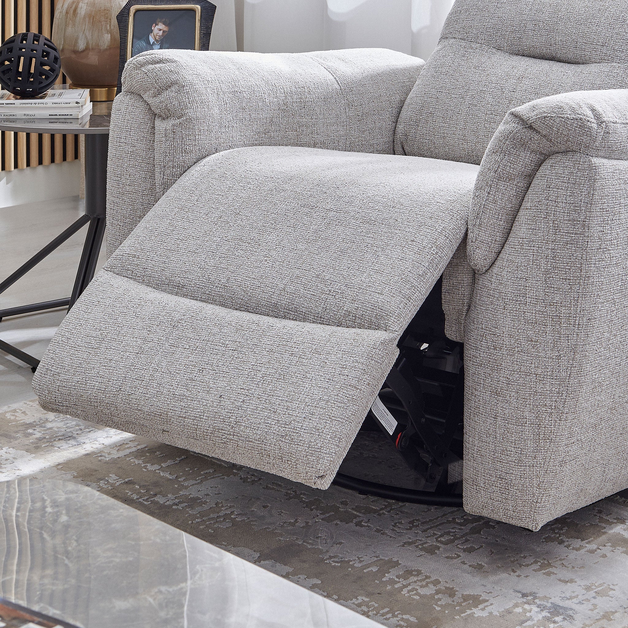 ROSELAND Fotoliu rotativ cu recliner electric și balans, stofă - Image 4