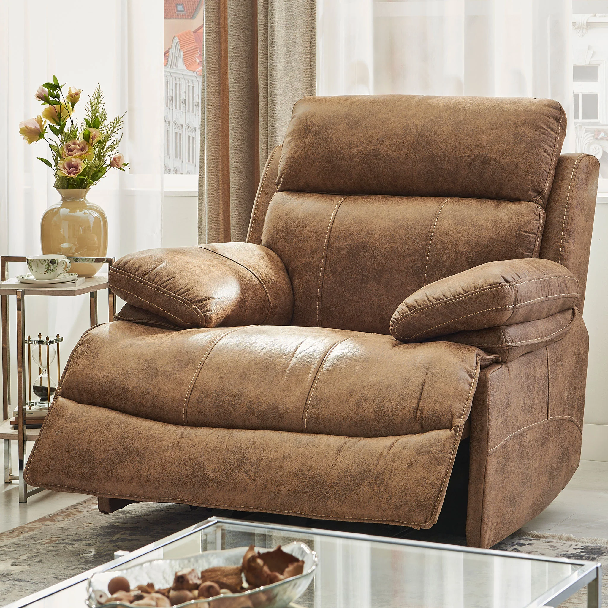 BRISBANE Fotoliu, recliner electric și mecanism tetieră, stofă - Image 2