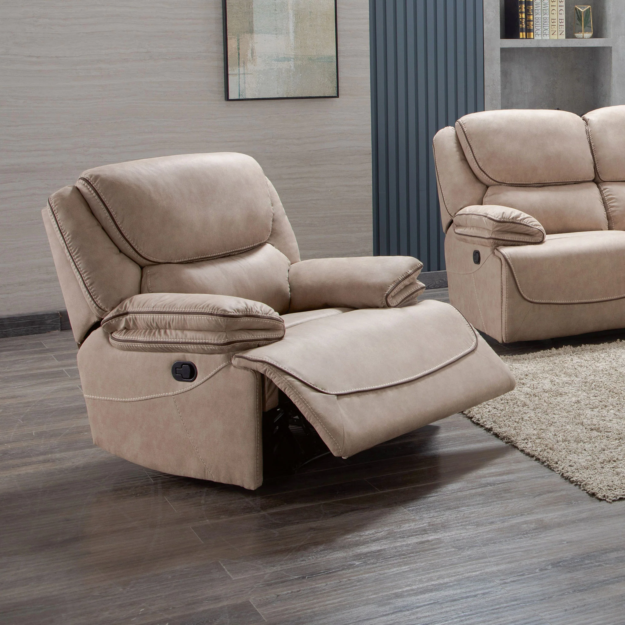 JAMISON Fotoliu cu recliner manual, stofă - Image 10