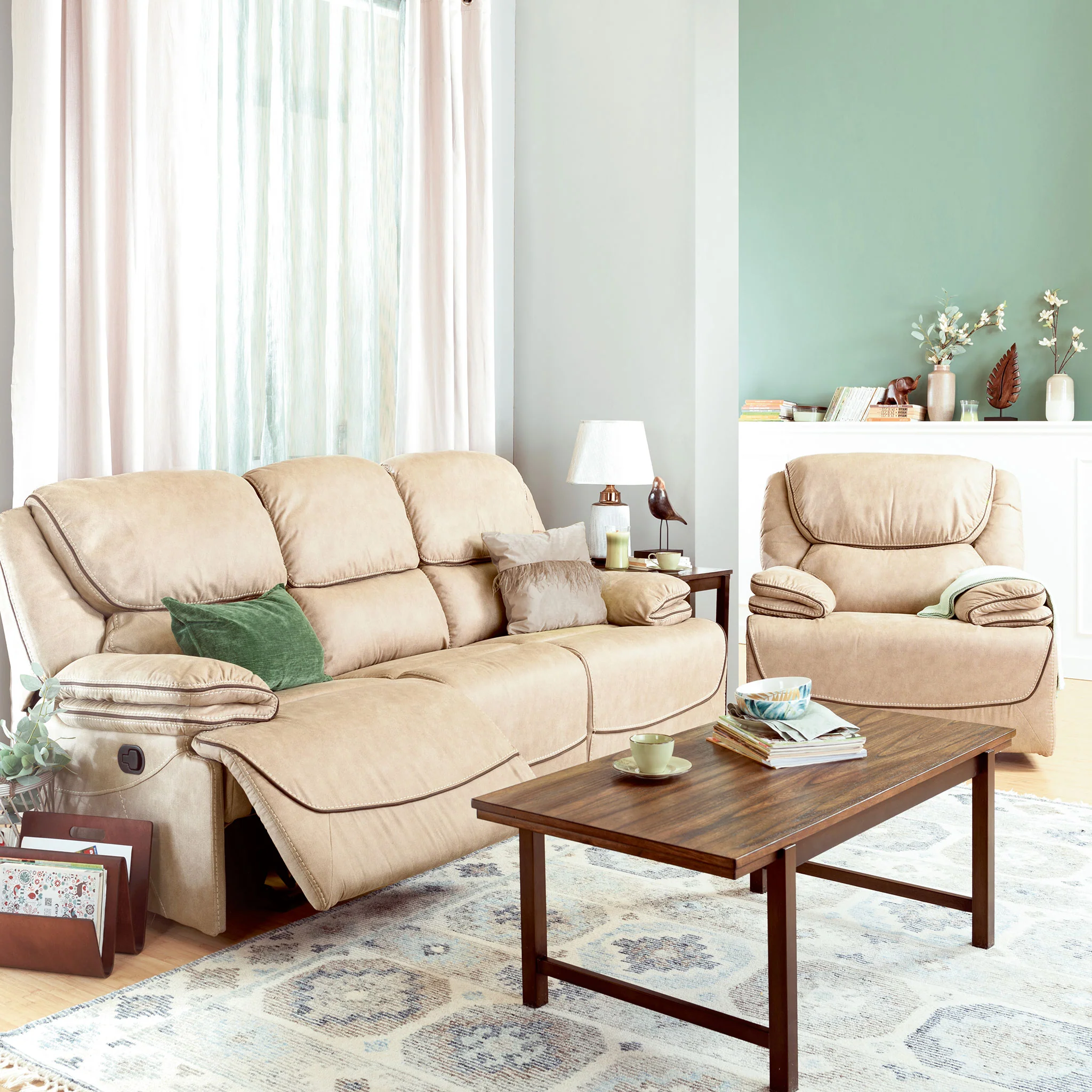 JAMISON Fotoliu cu recliner manual, stofă - Image 12